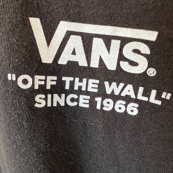 Vans T-Shirt Men's Small S Long Sleeve Off The Wall Graphic Logo Crew Neck Black - Picture 3 of 5